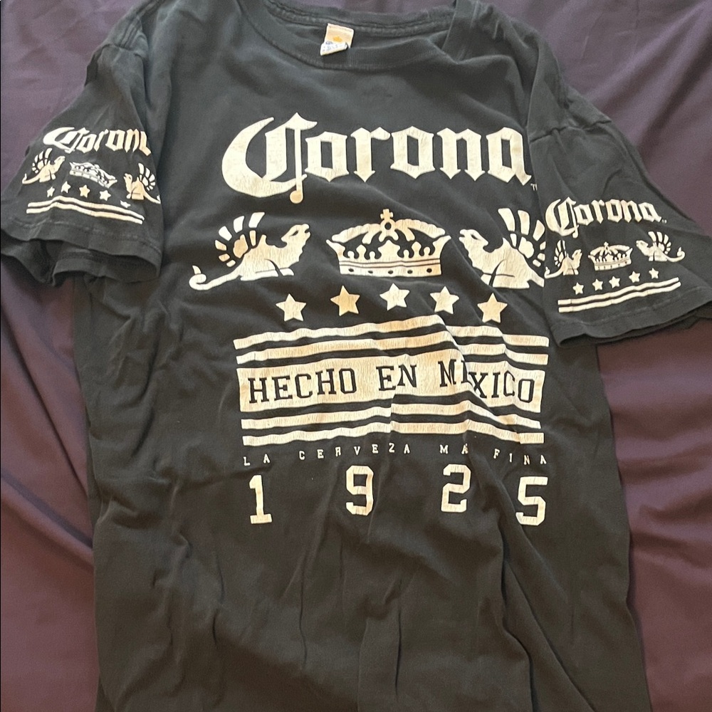 Corona Black Tee with White Graphics